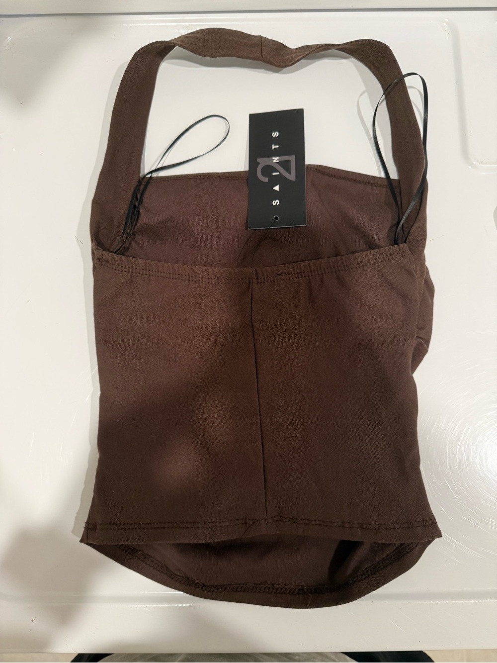 Brown One-Shoulder Ruched Tank Top - Picture 2 of 4